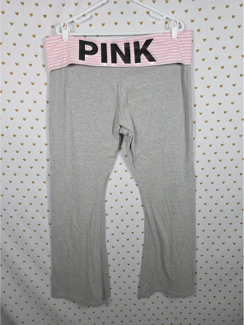 Victorias Secret PINK campus Originals foldover Yoga pants flare Grey 2XL XXL